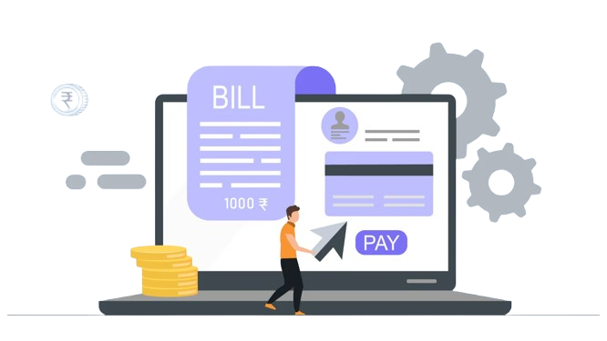 Retail POS dashboard showing billing, sales, and stock management features for Surat supermarkets and shops