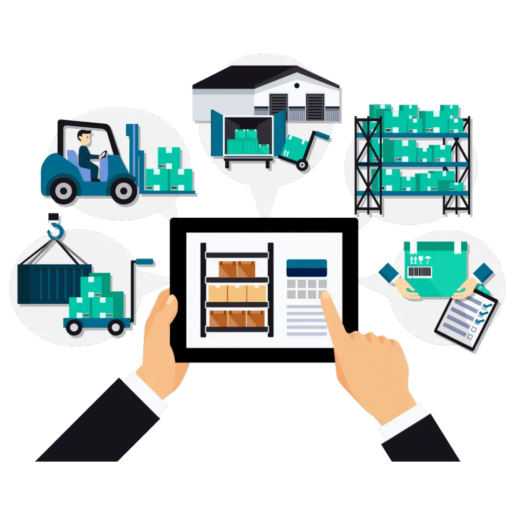 Warehouse inventory control system for efficient supply chain management.