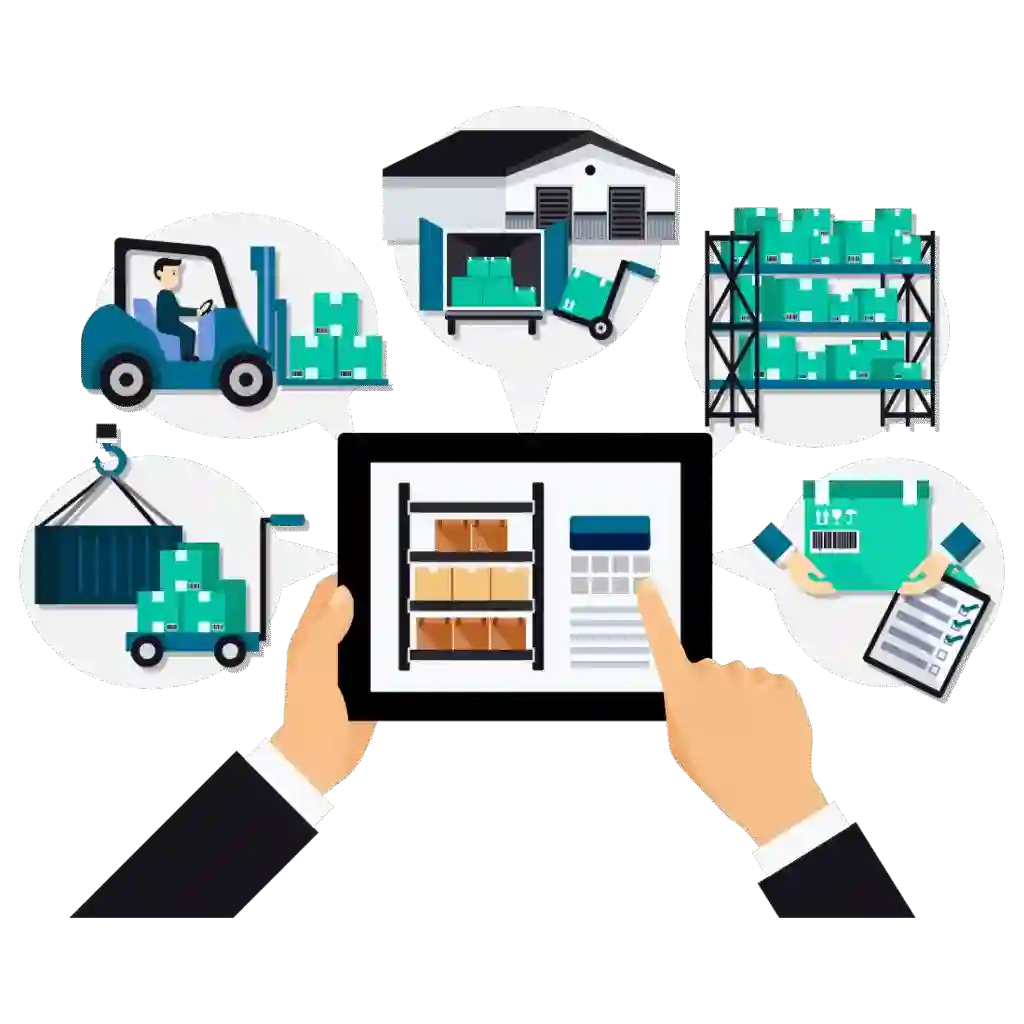 Warehouse inventory control system for efficient supply chain management.